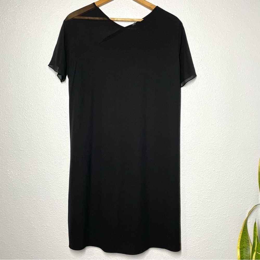 Eileen Fisher 100% Silk Black Shift Dress